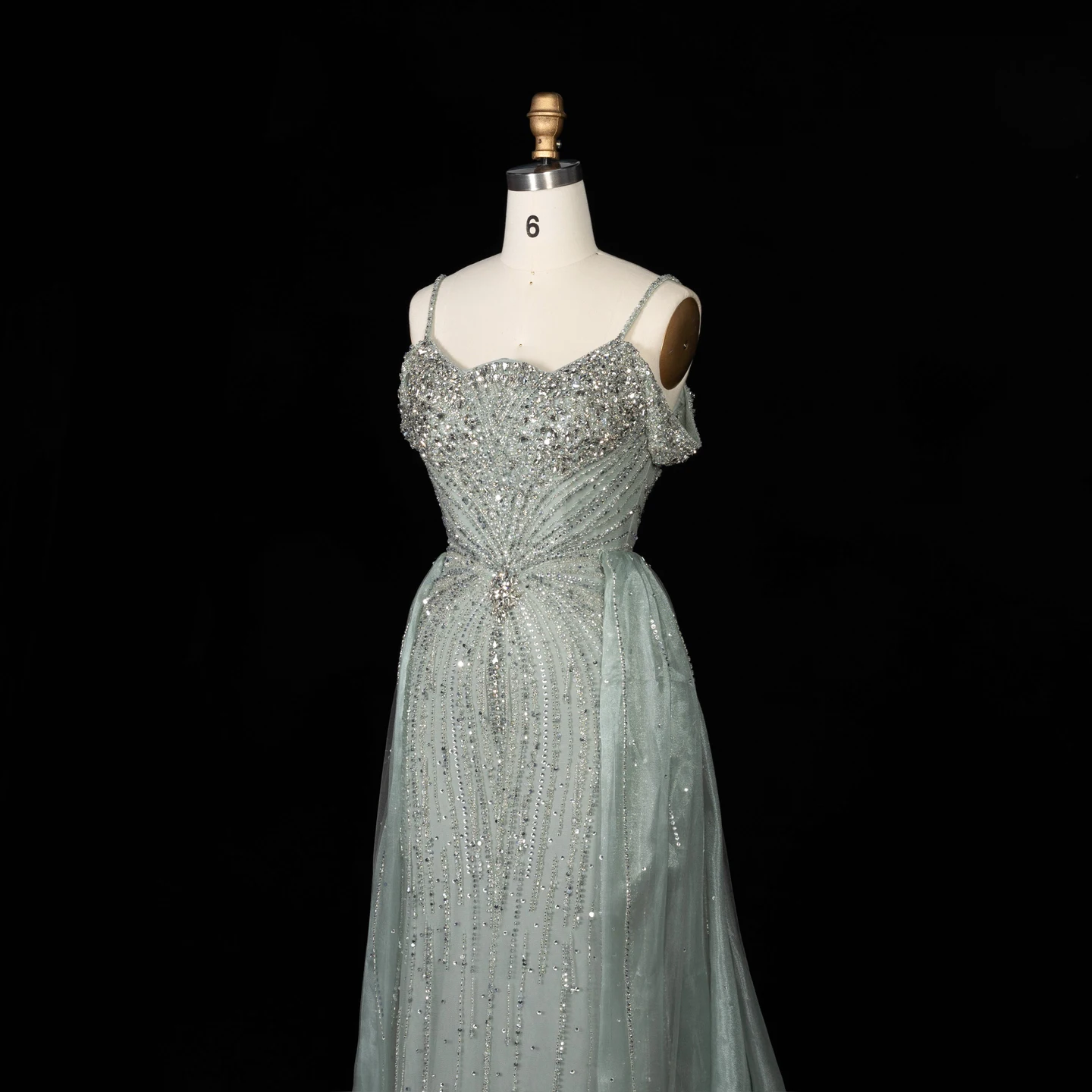 Sharon Said Abendkleid Luxuriöses Meerjungfrauenkleid aus Tüll mit Schulterfreiem Design und Spaghetti-Trägern Dubai Formelles Partykleid mit Überrock SS008 Maßanfertigung – Detail 23