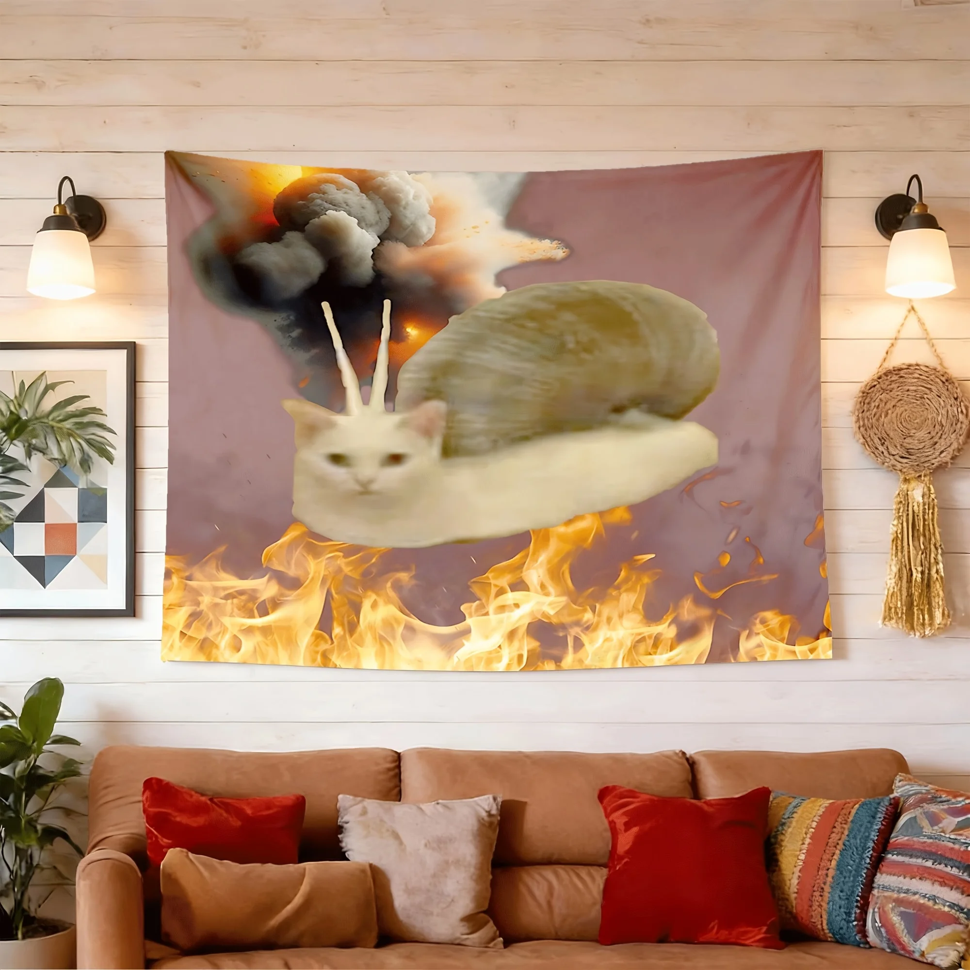 Cat Memes Poster Tapestry - Horizontal Wall Hanging Suitable for Man Cave, Dorm Room Decor, Meme Wall with Iconic Cat Pictures