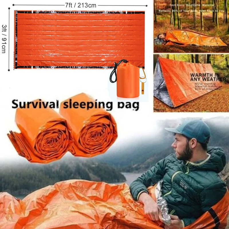 

Emergency Multifunction Survival Sleeping Bag Tent Thermal Bivy Sack Blanket Waterproof Lightweight Portable for Camping Hiking