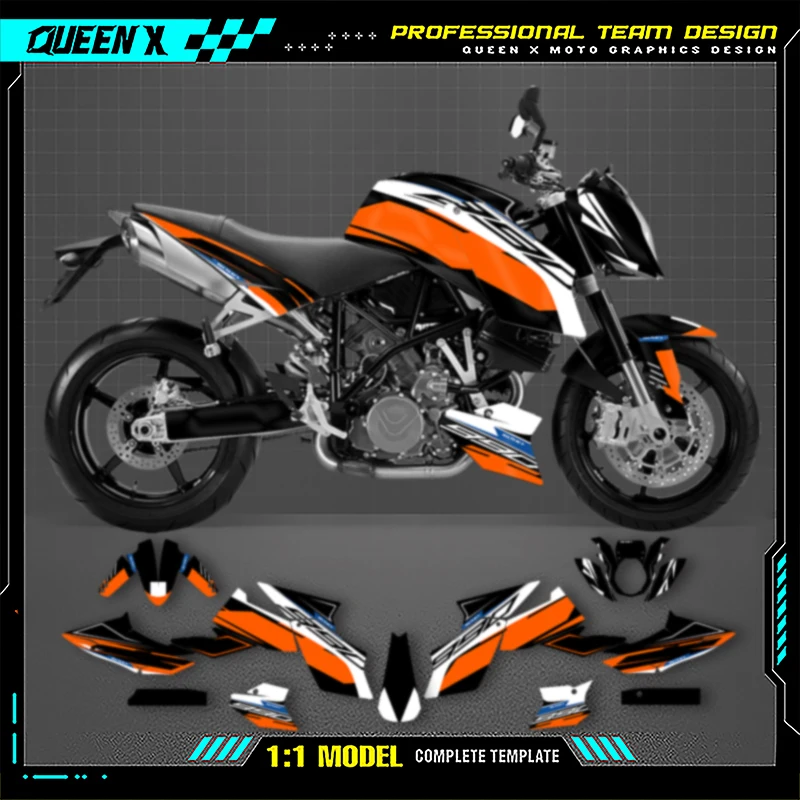 

Queen X MOTOR Motorcycle Graphics Background Decals Stickers Kits For KTM DUKE 2016-2005 990 2013-2007 990R---1