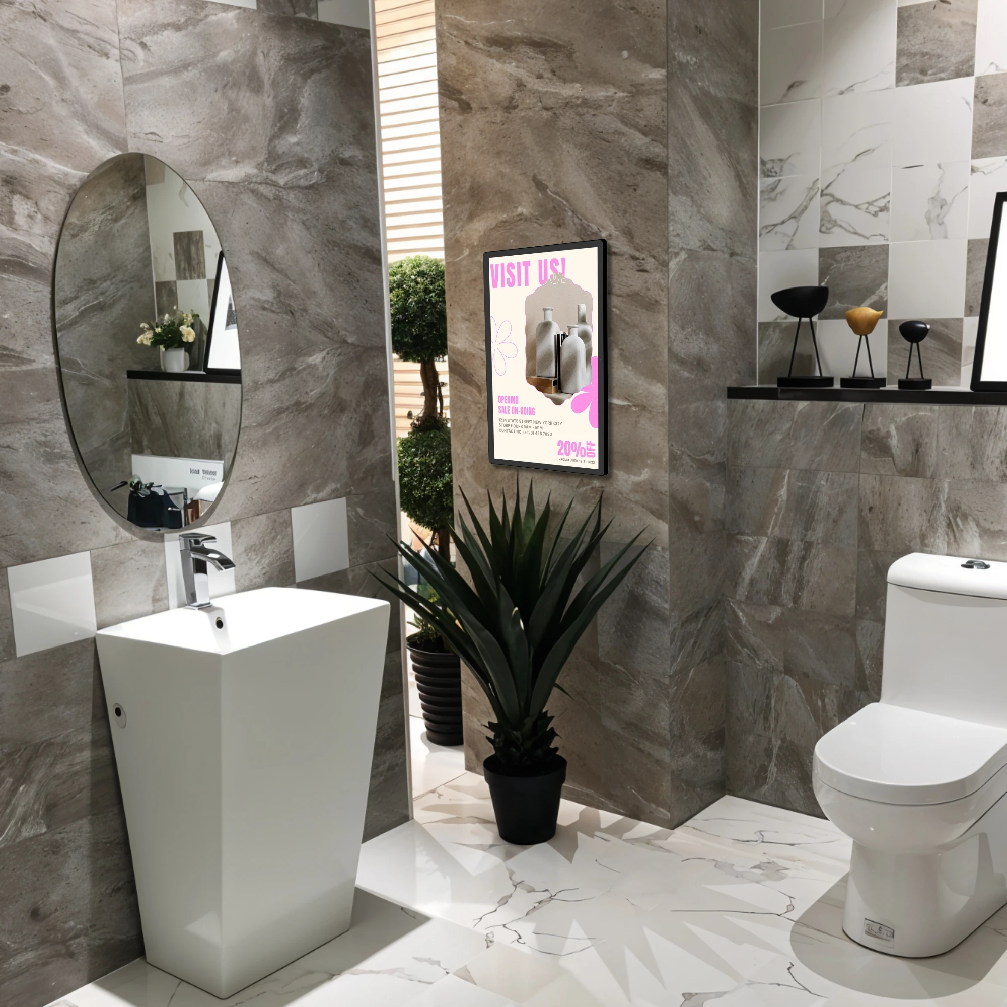 

21.5-Inch Wall Mount Android 14 Tablet PC With Touch Screen 4+64Gb USB For Restroom Advertising New Product