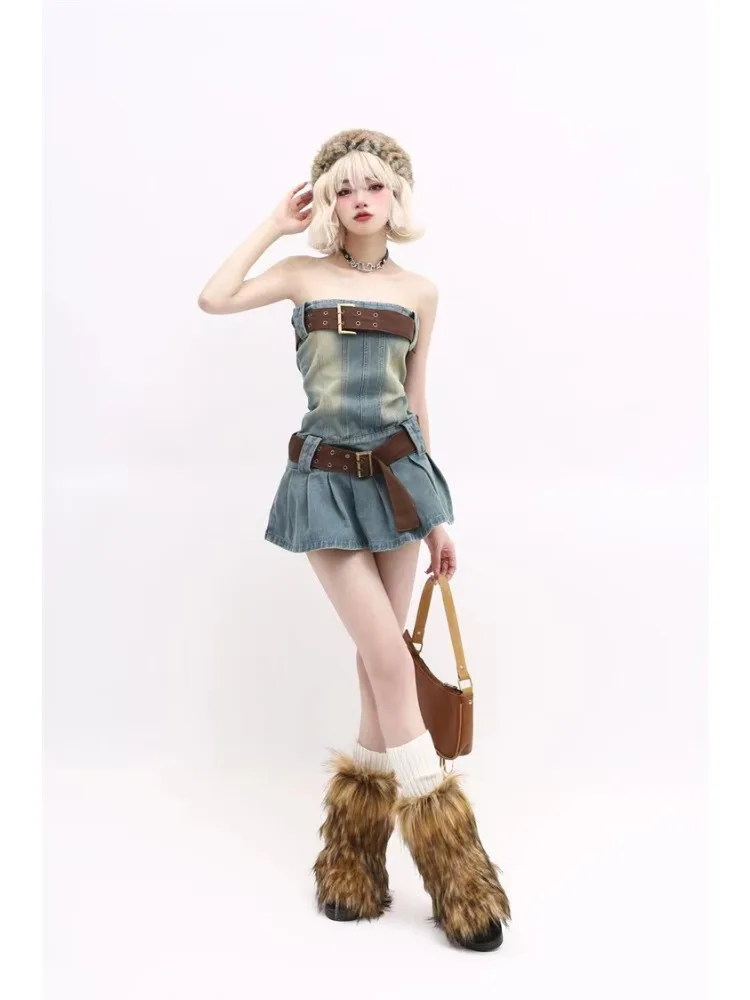 denim dress 2000s Iceberg History 2000 indigo denim mini dress with looney tunes trim –  Filter store main image 1