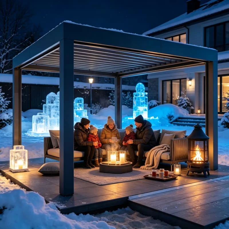 Windproof Louvered Pergola 4x4m Aluminum Waterproof Motorized Roof for Garden Patio Deck Carport Shade Customized Hot Sale