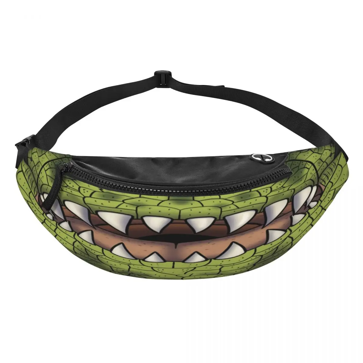 Custom T-Rex Dinosaur Teeth Fanny Pack for Women Men Fashion Dragon Crossbody Waist Bag Cycling Camping Phone Money Pouch