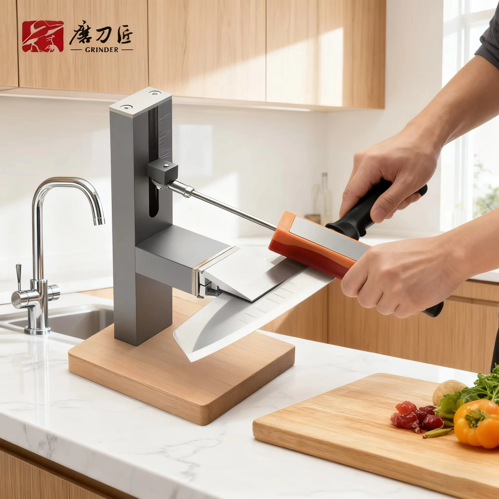 

4-Stage Diamond Knife Sharpener with Angle Guide, 360/600/800/1000 Grit Precision Sharpening Stone for Kitchen Chef Tools