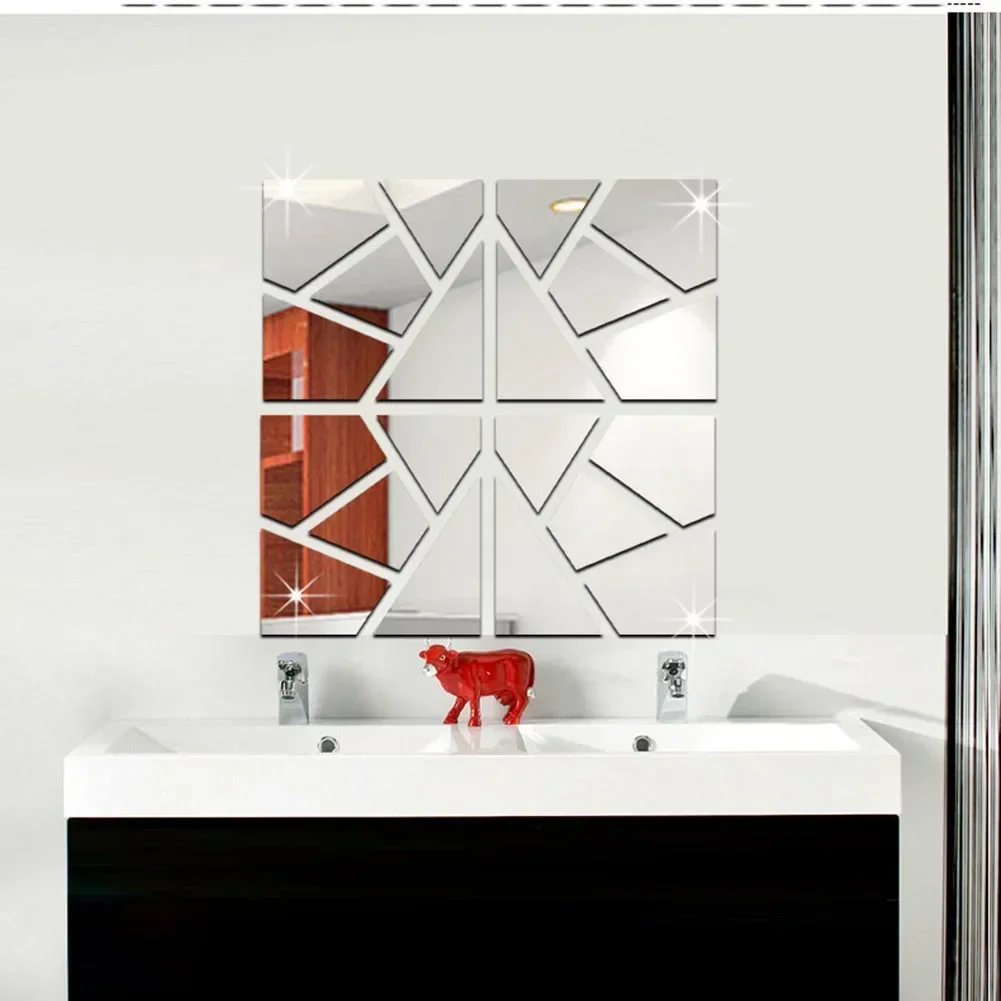 4Pcs/Set 25*100cm*1mm Mirror Wall Sticker Shards Deco Splitter Mosaic Gold Mirror Tile Wallstickers Acrylic PS W/ Adhesive Point