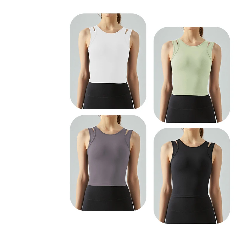 سترة تمرين ممتصة للصدمات مع وسادة صدر، حمالة صدر لليوجا، صدرية مزيفة من البيلاتيس للجري والتدريب واللياقة البدنية، قمة داعمة