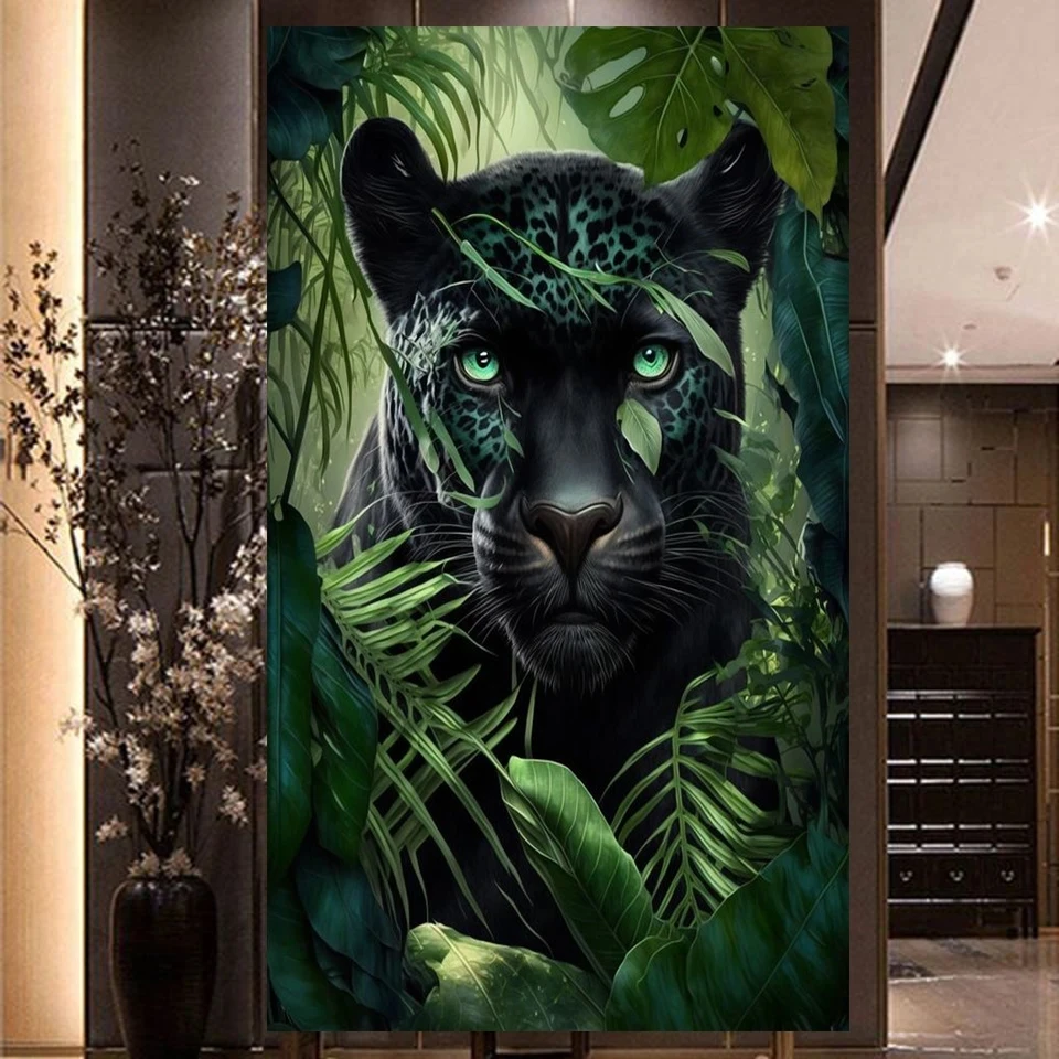 Large Jungle Panther Diamond Embroidery Leopard Cat Large Size Animals Mosaic 5D Diy Diamond Art Full Round Sqaure Drill S919