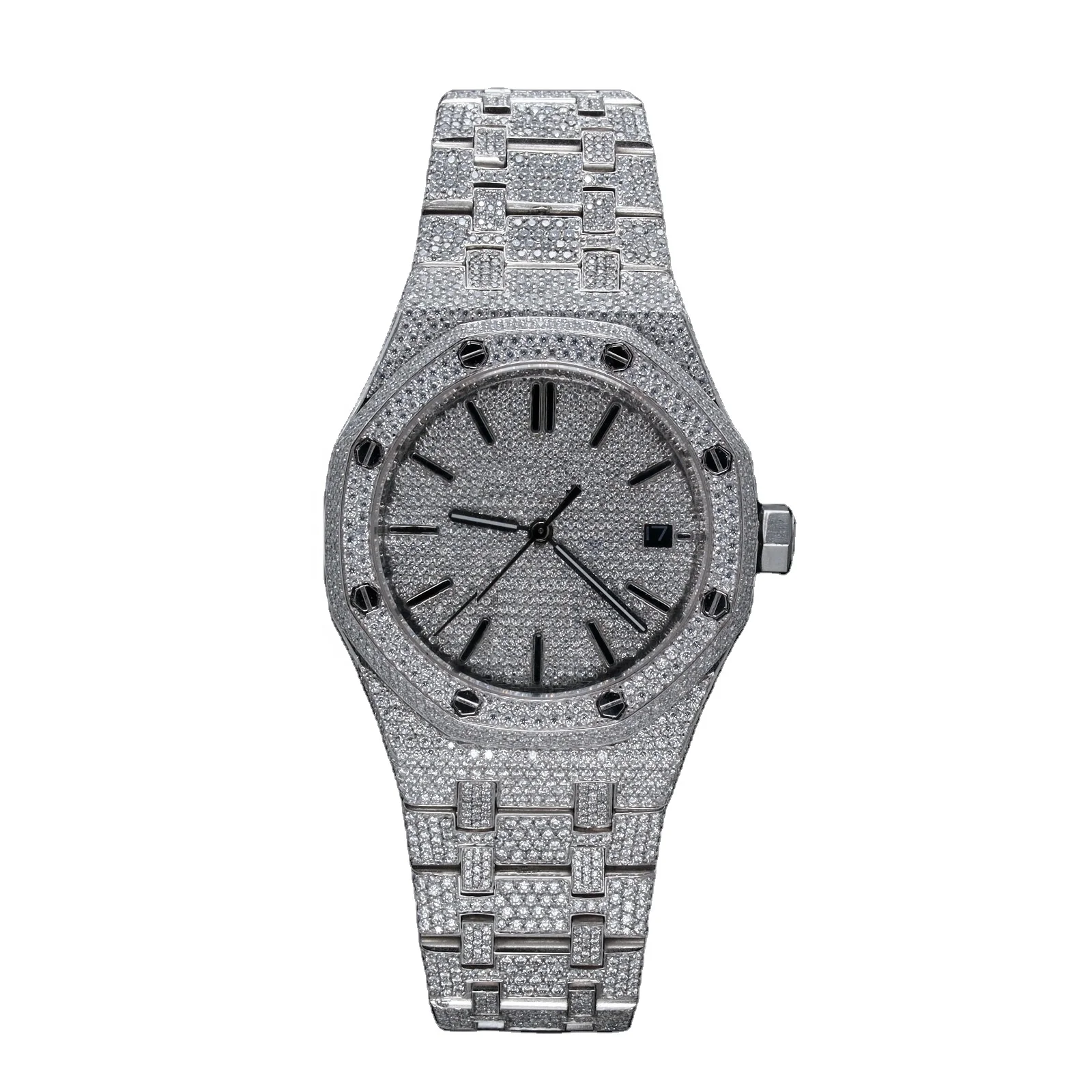 Jewels Luxury Gold Moissanite Watch Roman Number High Quality Hop Full CVD Diamond Watch Men\'s Iced Out Quartz Watches