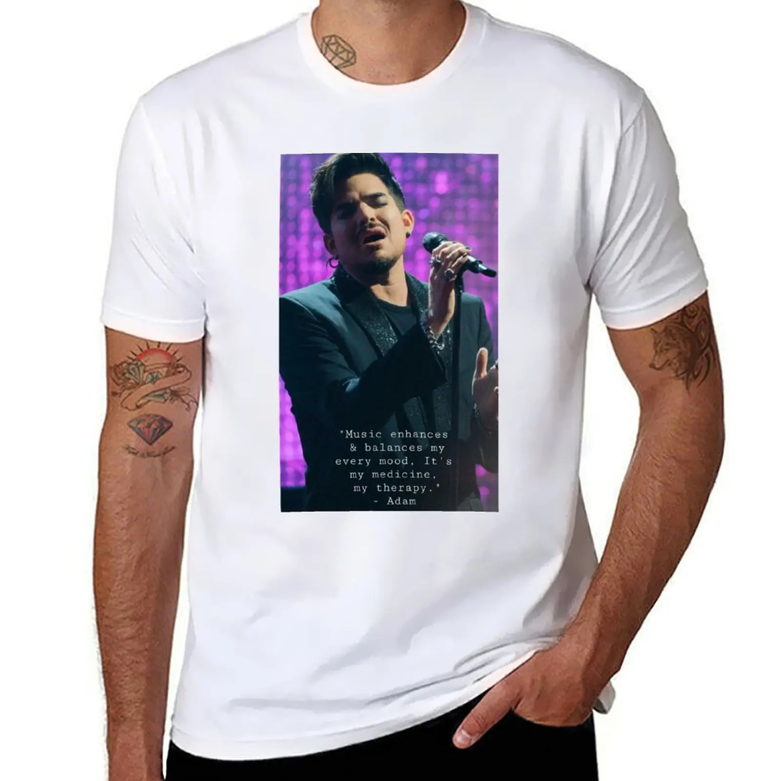 

Music is my therapy Adam Lambert T-Shirt Street Art Print Tee Shirt
