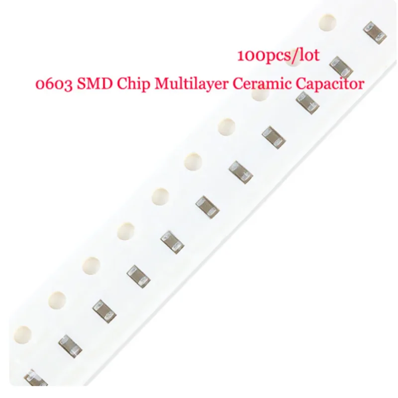 100pcs/lot 0603(1608) SMD Chip Multilayer Ceramic Capacitor 0.5pF 1pF 30pF 47pF 100pF 10nF 100nF 0.1uF 1uF 2.2uF 4.7uF 10uF 22uF