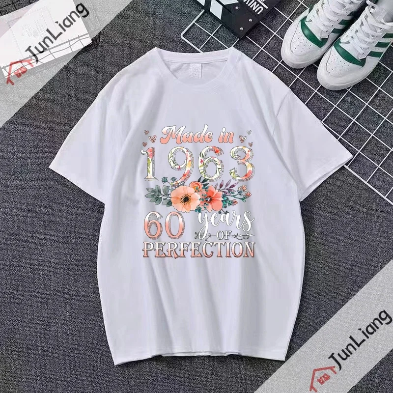 1963 60th Birthday Gifts 60 Years Old T Shirt Summer Style Graphic Fashion T Shirts Short Sleeve Birthday Gift Tshirt