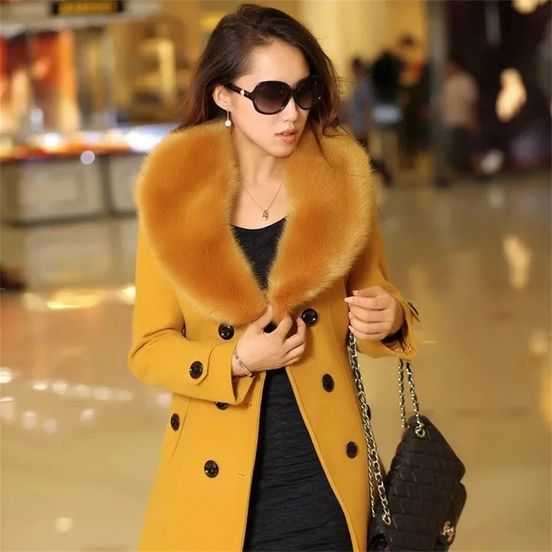 Korean Fashion Women Casual Loose Woolen Coat Elegant and Chic Solid Outerwear Long Overcoat with Belted Female Warm Cloak