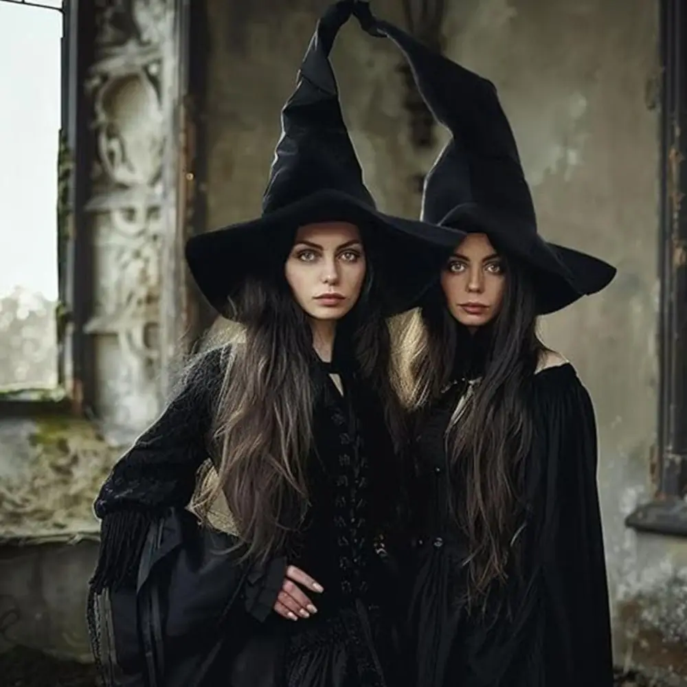 

Velvet Cloth Halloween Witch Hat Baroque Gothic Queen Baroque Witch Hat Decoration Supplies Cosplay Photo Props Wizard Cap