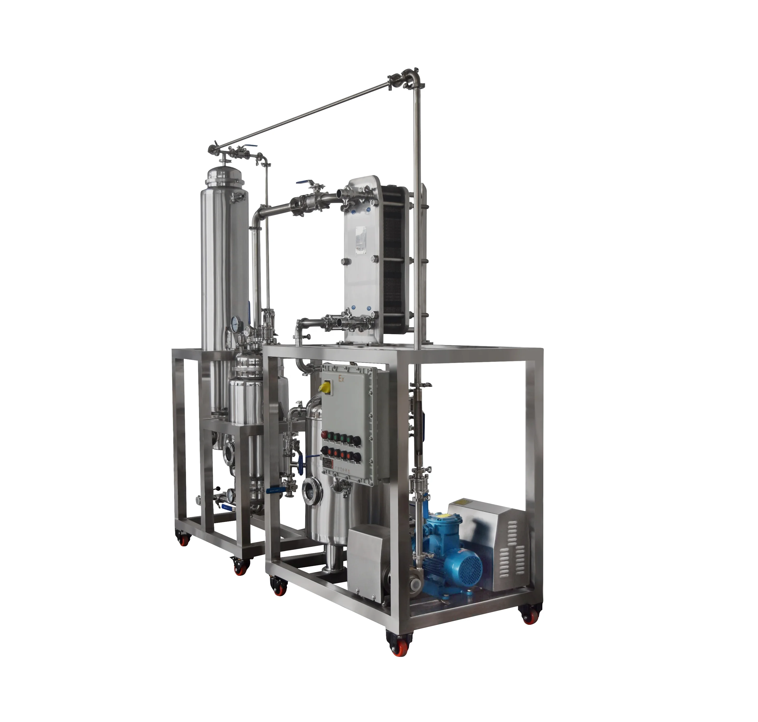 500L/Hour Turnkey Solutions Alcohol Recovery Juice Concentrae Plate Type Falling Film Evaporator