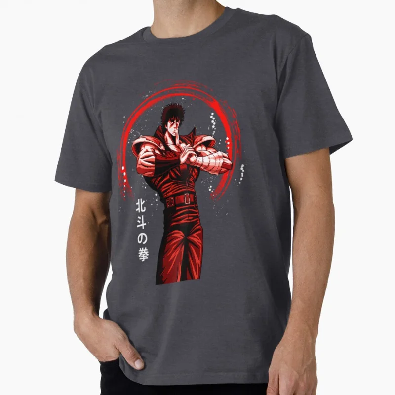 เสื้อยืดลายการ์ตูนเรโทร ฟิสต์ ออฟ เดอะ นอร์ธ สตาร์ รุ่นเรจจิ้ง จัสติซ เคนชิโร่  ไซส์ใหญ่ ผ้าฝ้าย 100% พิมพ์ลาย