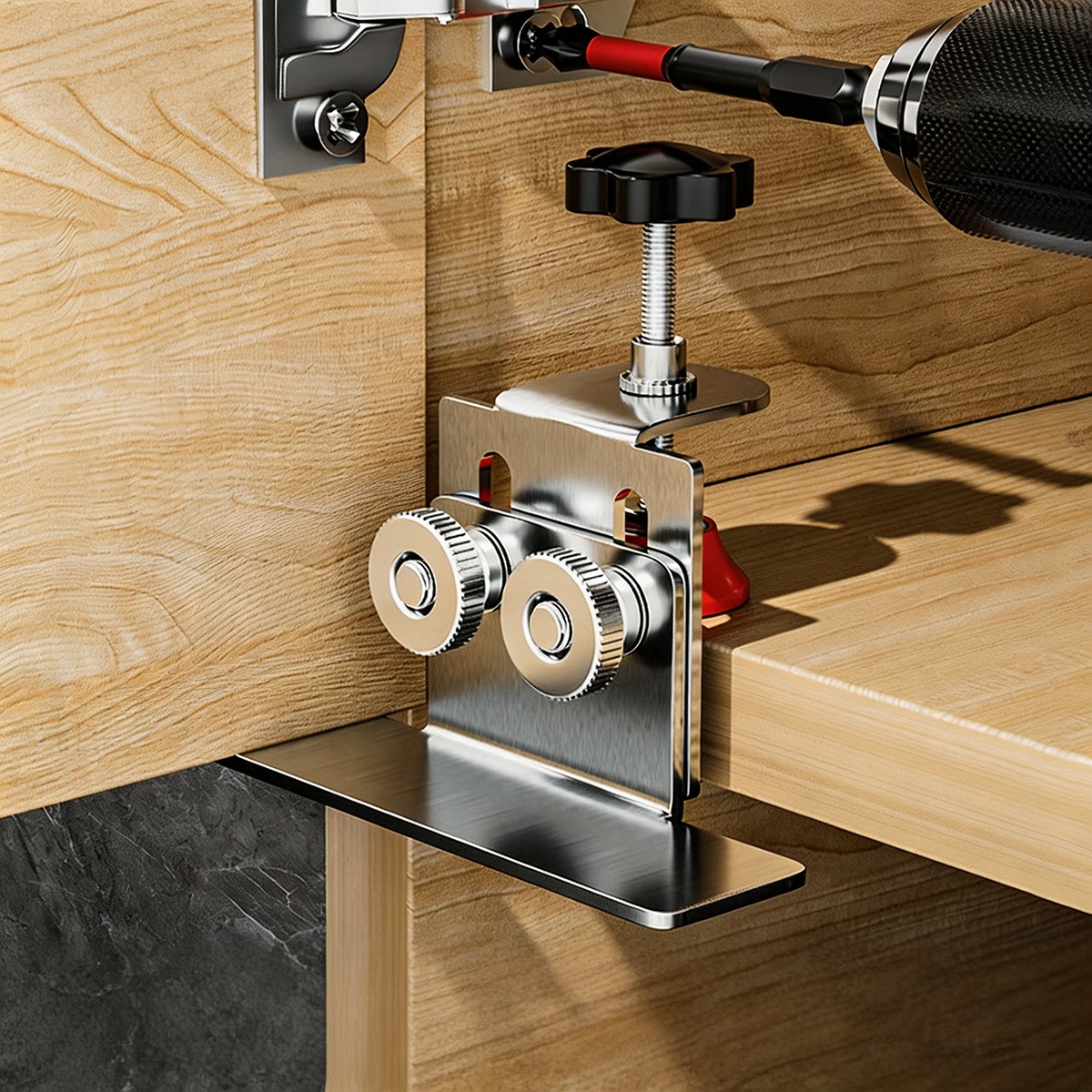 Cabinet Door Mounting Jig Adjustable Stainless Steel Mounting Positioner Clamp For Kitchen Wardrobe Frame Woodworking Tool