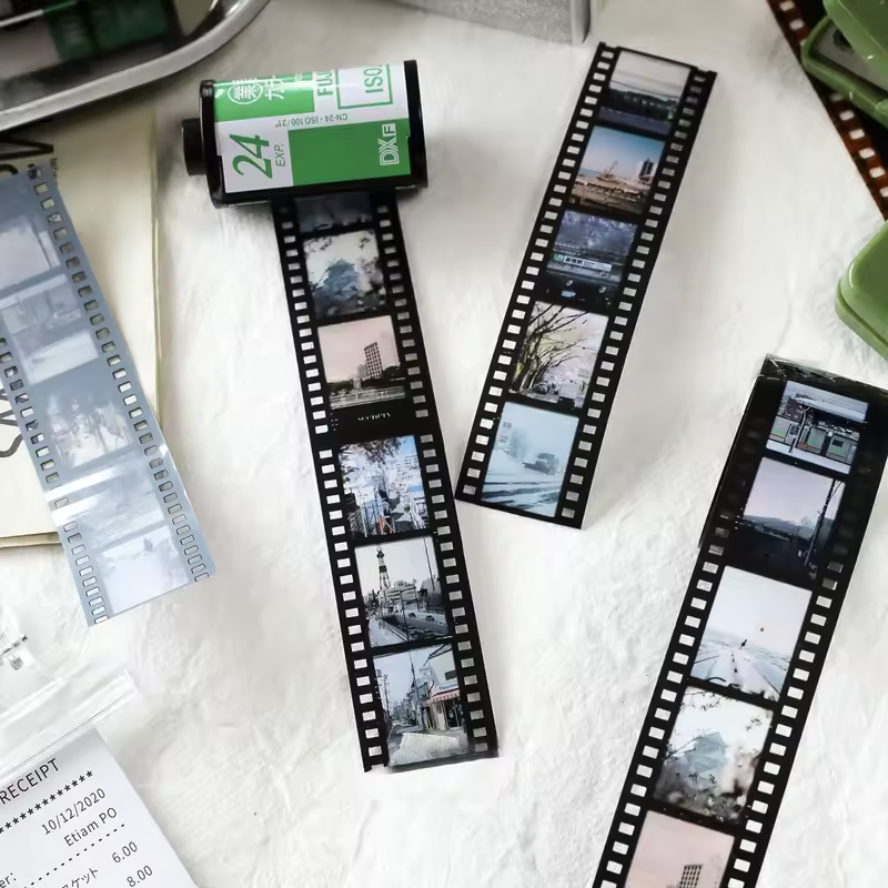 Journamm 25mm*2m Retro Film Theme PET Tapes DIY Scrapbooking Collage Stationery Decor Journalling Materials Ins Adhesive Tapes - Image 3