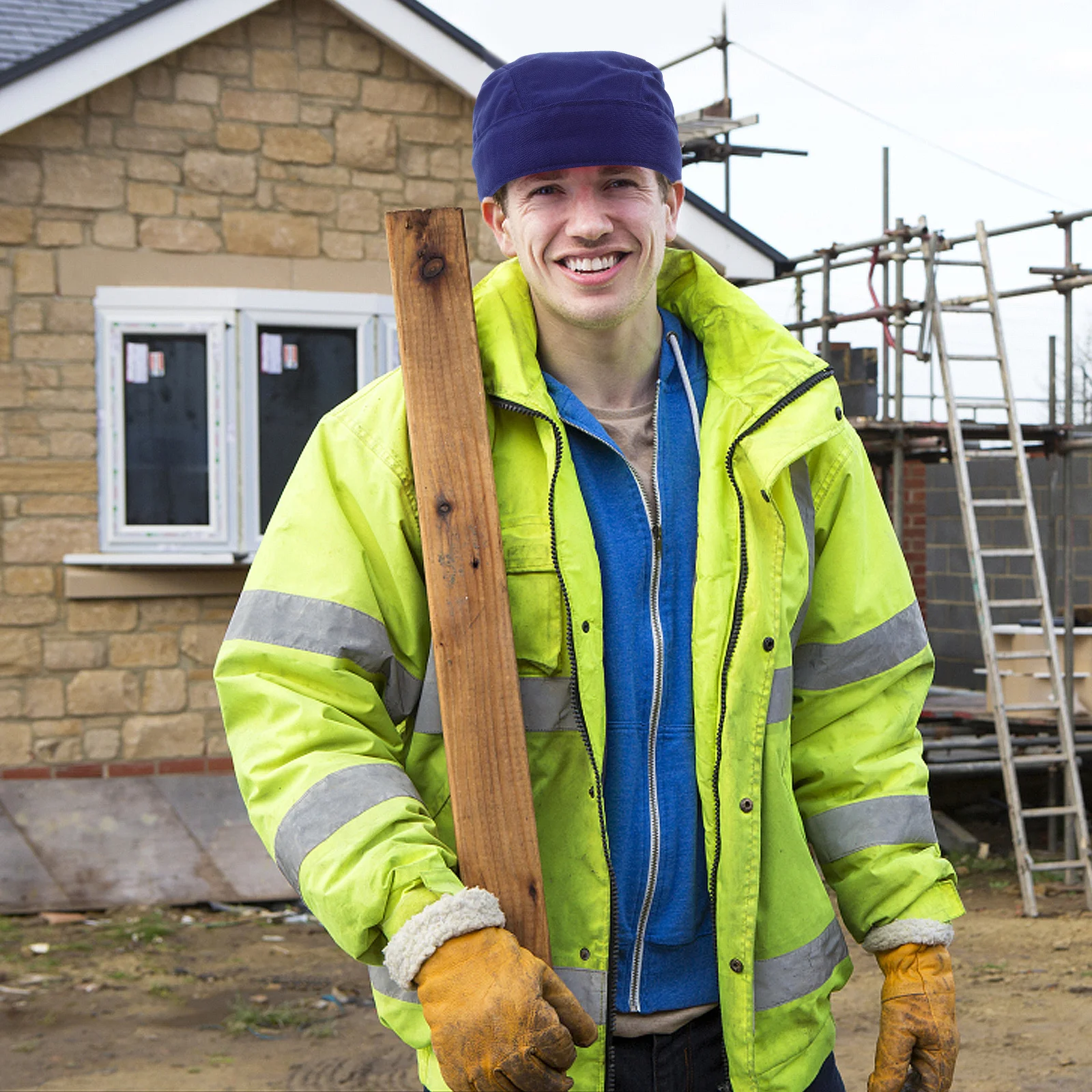 

Cotton Welder Cap Adjustable Flameretardant Dustproof Comfortable Breathable Safety Protection Work Hat Blue Solid Color