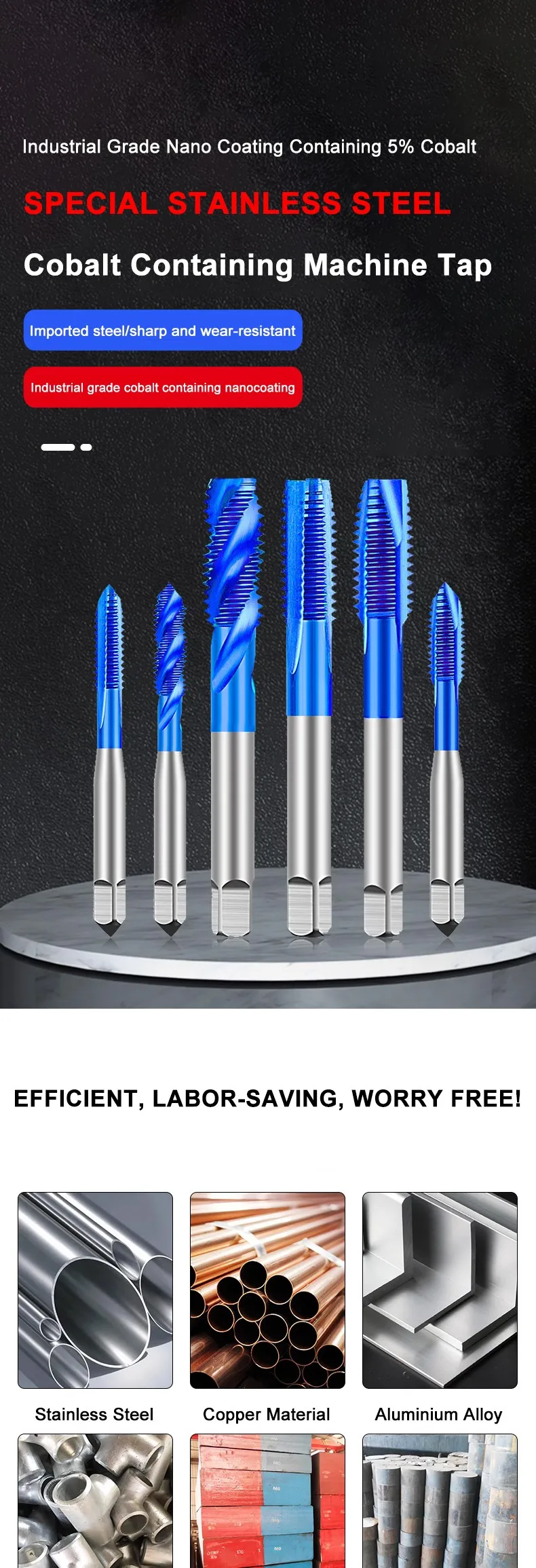 Azzkor Spitze/Spirale/gerade Nut Gewinde bohrer m35 Kobalt mit blauer Nano beschichtung Edelstahl Spezial werkzeuge – Detail 1