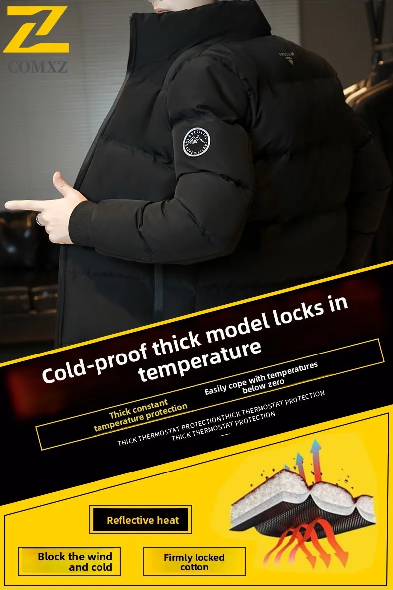 ملابس قطنية عالية الجودة للرجال عصرية متعددة الاستخدامات من القطن السميك عازلة للدفء وياقة واقفة معطف شتوي غير رسمي للخروج #2