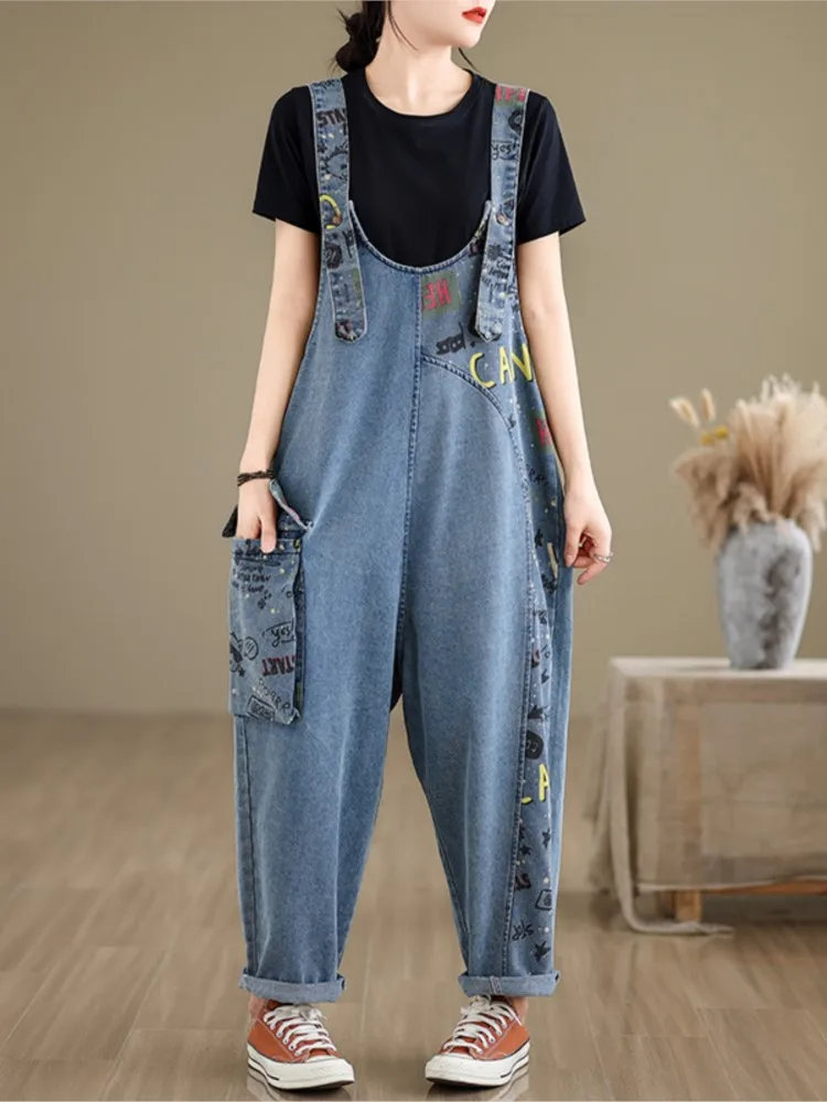 Oversized jeans lente overall broek damesmode casual damesbroek losse dames denim broek