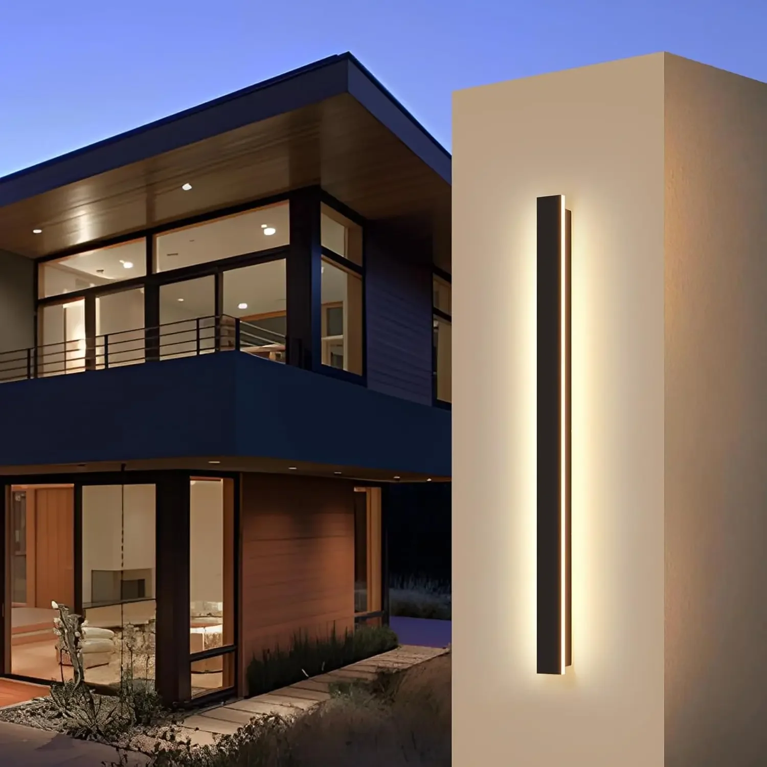 Accesorio de luces de tira larga impermeable IP65 de pared exterior lineal para iluminación exterior de porche para puerta delantera de Patio