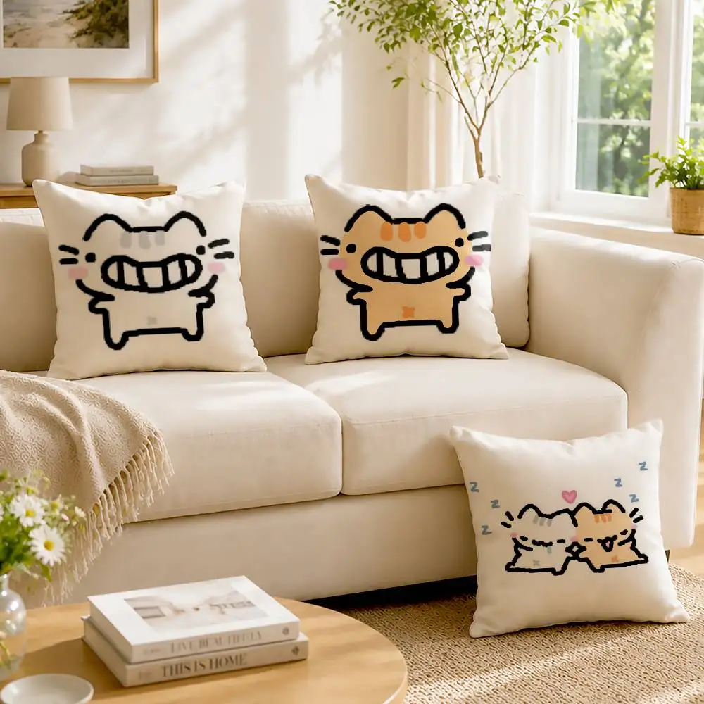 B-Basiileaf Cat Customizable Square Pillow case Double Sided Print Sofa Bedroom Decor Cushion Cover