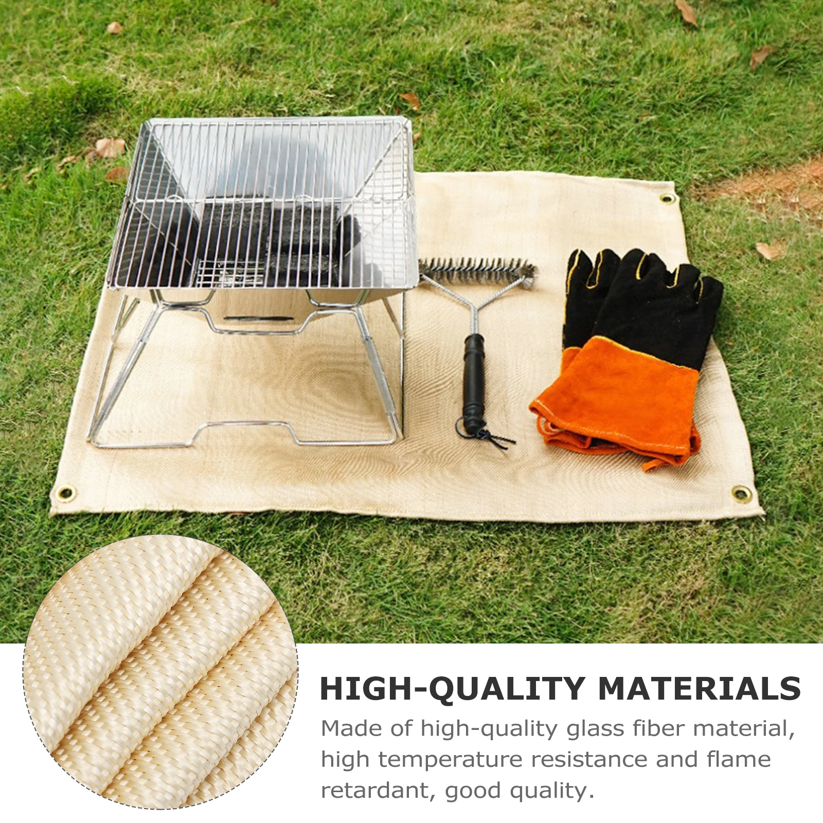 بطانية حريق زجاجية عازلة للحرارة للتخييم في الهواء الطلق وحماية الشواء وقماش مقاوم للحريق