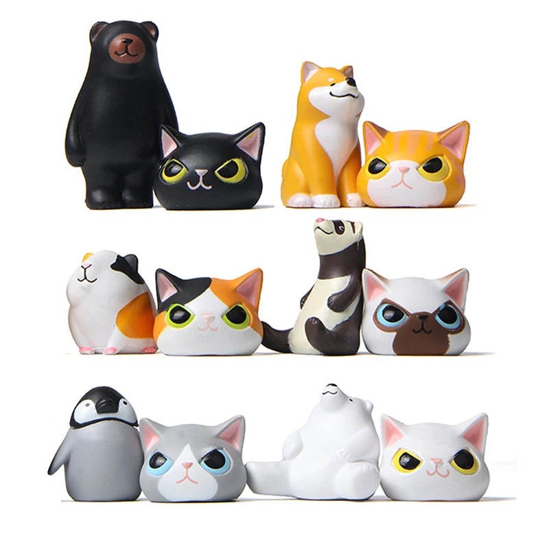 6 Animals Disguised As Cats Cats Dressed Up In Headgear, Shiba Inu, Guinea Pig, Hand Creative Landscape Figures