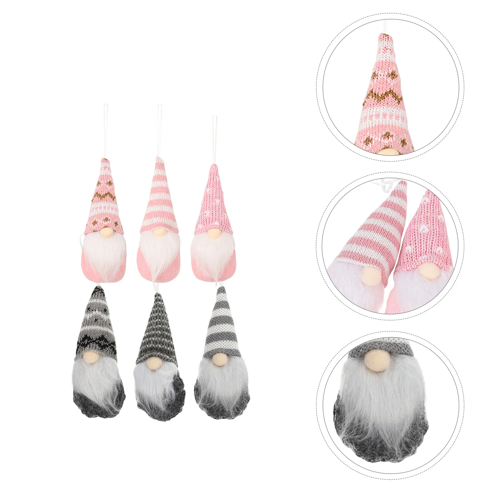 

6pcs Gnome Pendant Ornaments Knitted Mini Christmas Gnomes Nordic Elf Decor For Holiday Home Tree Hanging Yarn Craft Decorative