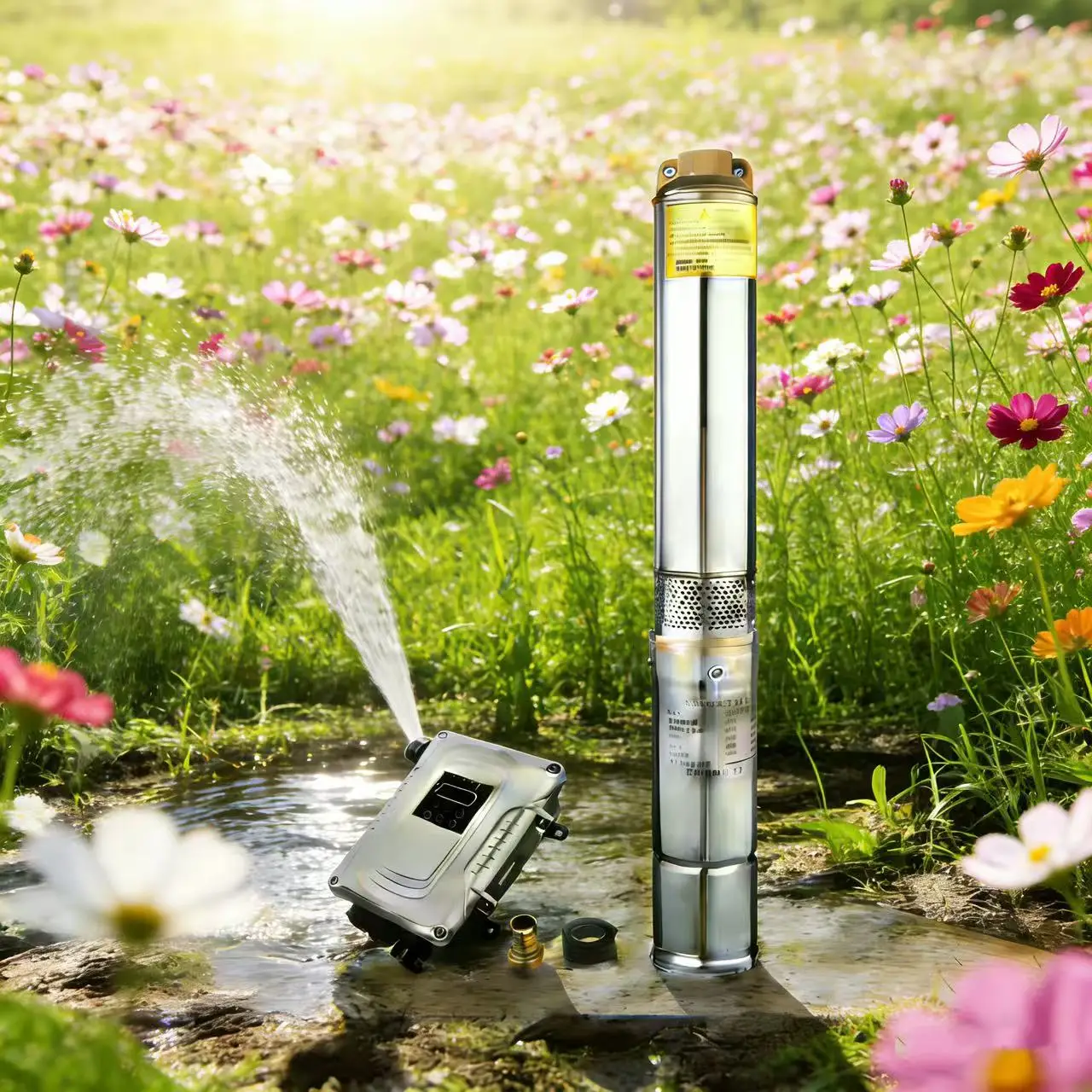 Stainless Steel 304 High Speed Solar Pump Set Permanent Magnet Synchronous Motor MPPT Submersible Pump for Solar Applications