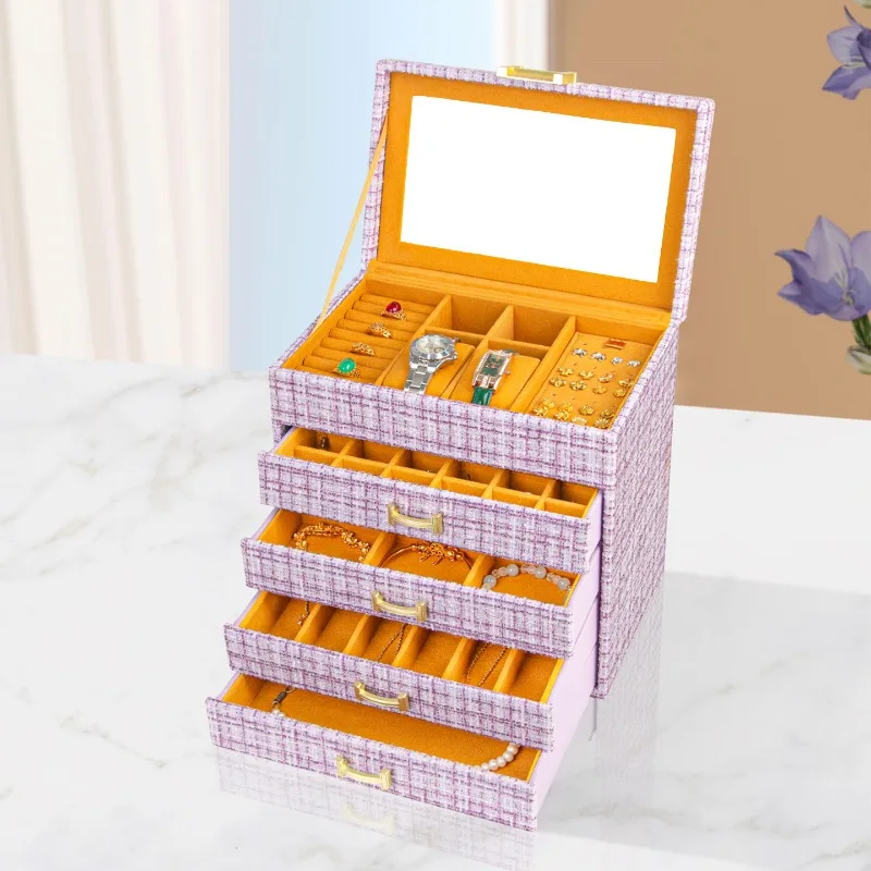 

Большая шкатулка для драгоценностей, роскошные коробки для хранения колец, прозрачный свет, ожерелье, браслет, витрина, органайзер, принадлежности для ювелирных изделий