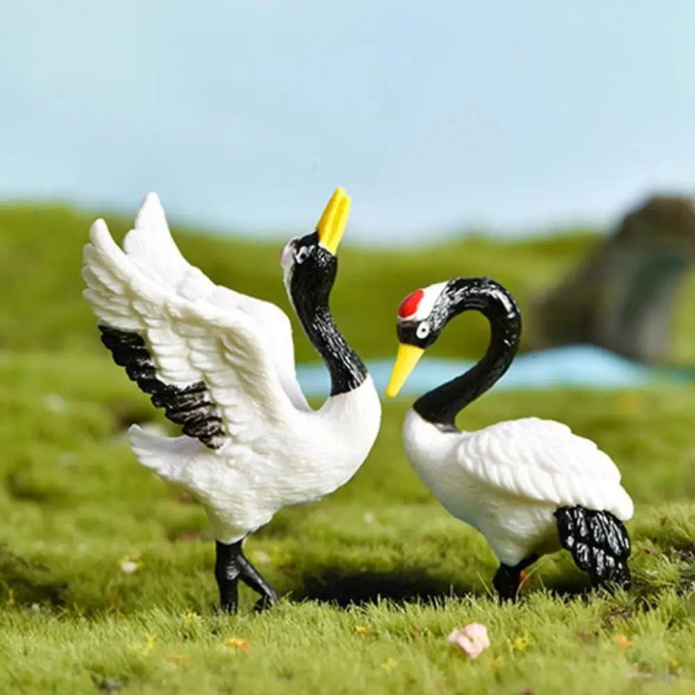 Mini Resin Bonsai Ornament Lake Scene Display Kid's Gifts Red-crowned Crane Model Crane Figurine Desktop Decor Micro Landscape