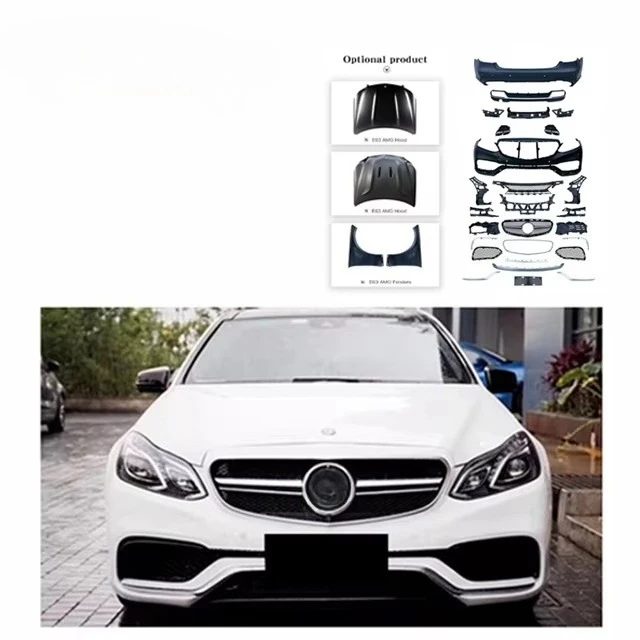 

For 14-16 W212 E Class Upgrade E63 BodyKit Front Rear Bumper Grille Hood Fender Spoiler Bumper Kits