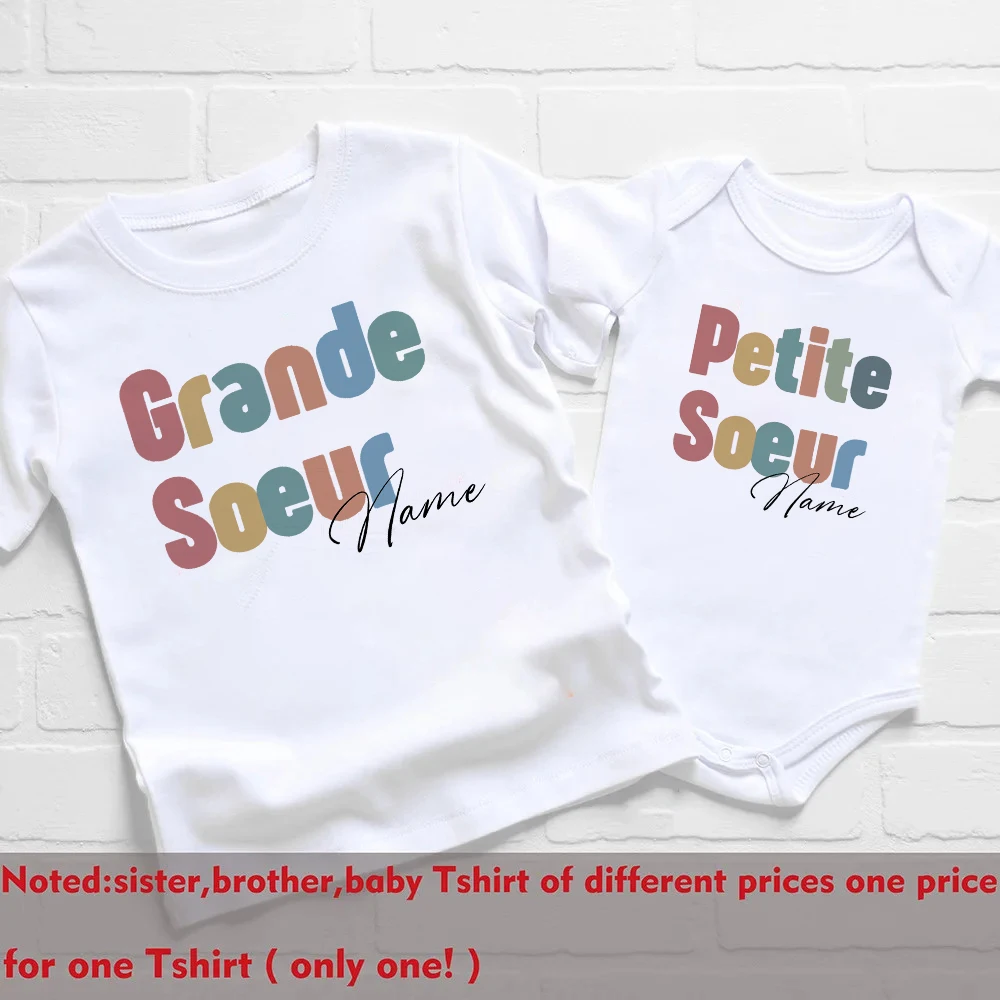 Personalised Big Brother Little Brother Matching Outfit T Shirt Summer Sibling T-shirt Girls Boys Short Sleeve Tops  Baby Romper