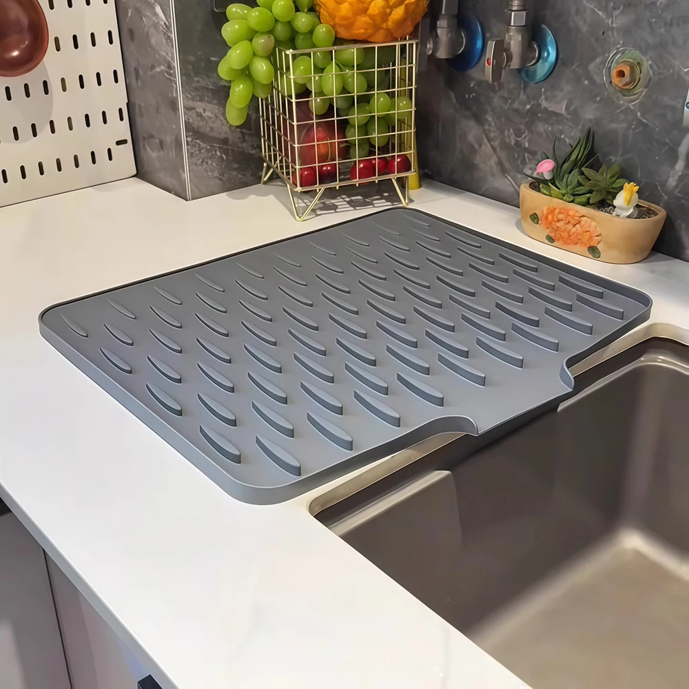 Tapis de vidange en Silicone pour évier, tapis de séchage pour égouttoir les fruits et légumes de cuisine, tapis d'isolation thermique pour comptoir domestique