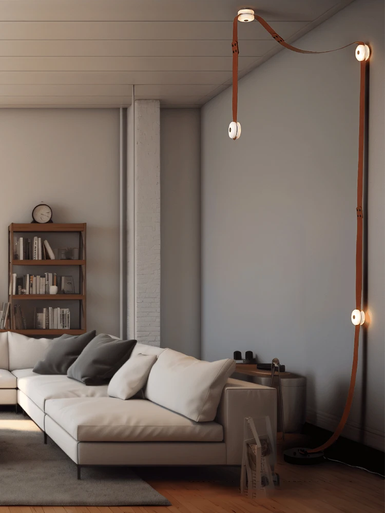 2025 Trendy Long Flexible Leather Strap Marble LED Chandelier Lighting Suspension Luminaire Hanging Light Lampen For Living Room - Image 4