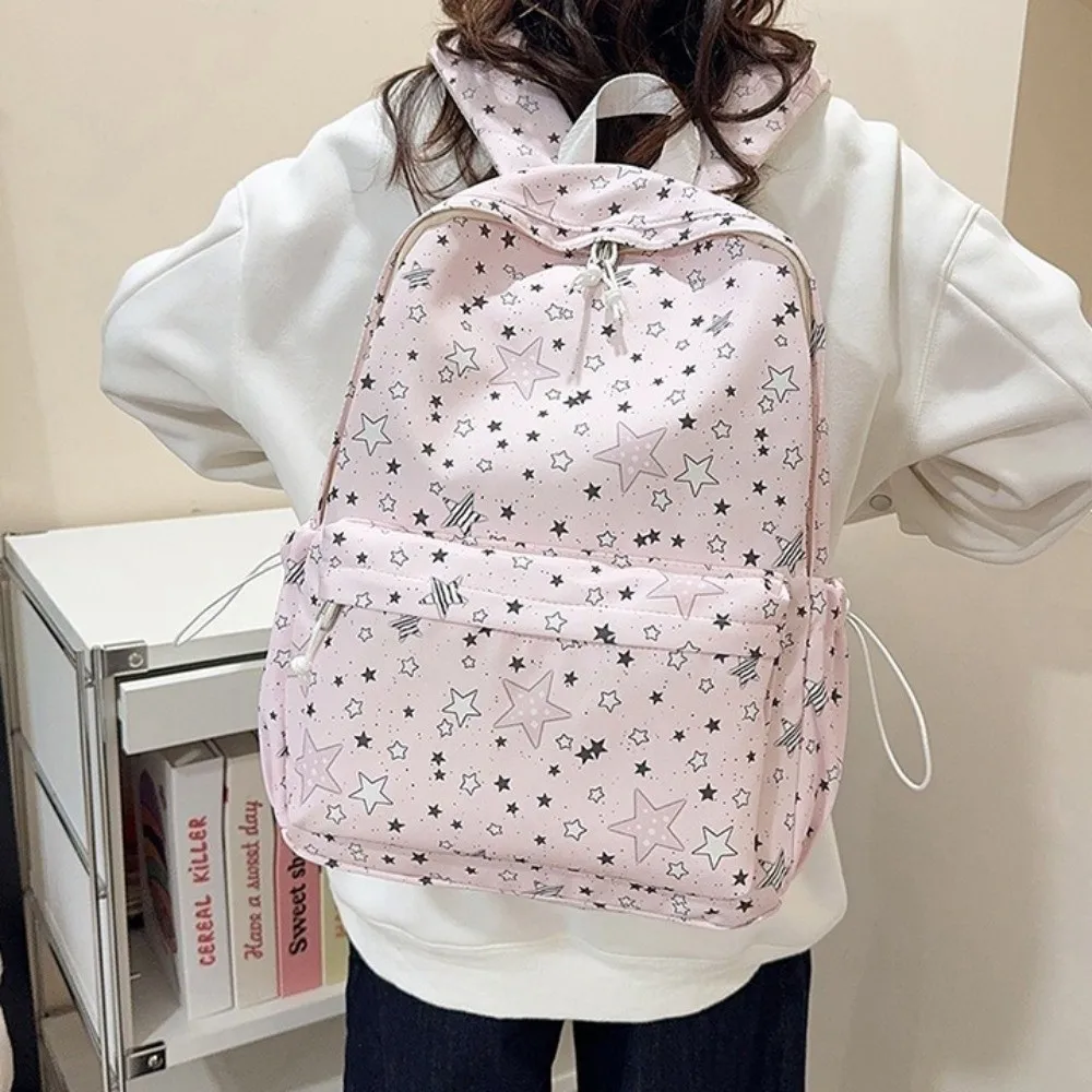 Casual Starry Sky Star Backpack Print Lightweight Nylon Backpack Shoulder Bag Large Capacity Students School Bag Gift