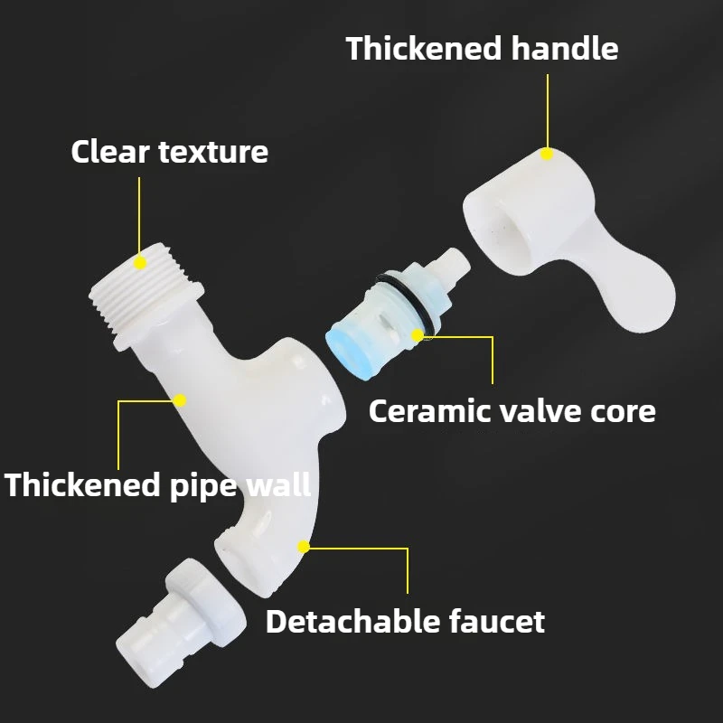 Plastic ABS Faucet Male Thread Washing Machine Tap for Garden Irrigation Water Tank Kitchen Bathroom Angle Valve White