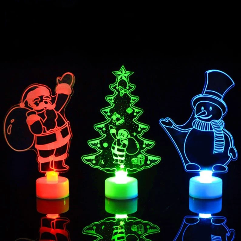 Christmas Decration LED Lights Creative Color Changing Night Light Snowman Santa Claus Tower Xmas Tree Luminous lamp lantern ni2