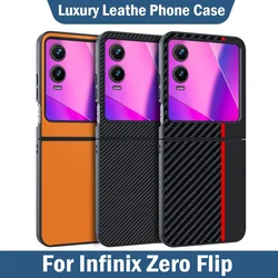 Shockproof Funda for Infinix Zero Flip Case Luxury Fiber PU-Leather Protection Phone Cover for Infinix Zero Flip Capa