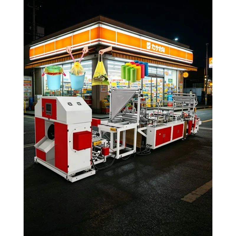 Automatic LDPE HDPE Plastic Bag Making Machine High Speed 4 Lines T-Shirt Shopping Polythene Bag Production Line