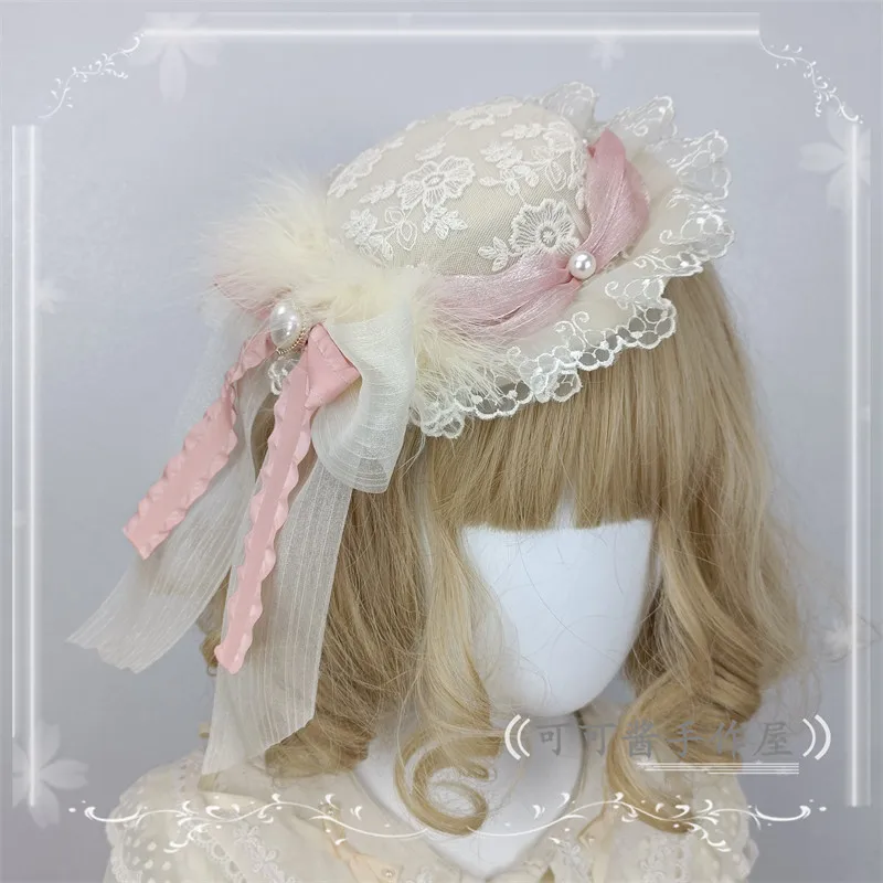 

Шляпки-федоры Gem Ballet Rabbit в оригинальном балетном стиле, маленькие шляпки-федоры для юбок, шляпки в стиле Лолита с кружевным бантом