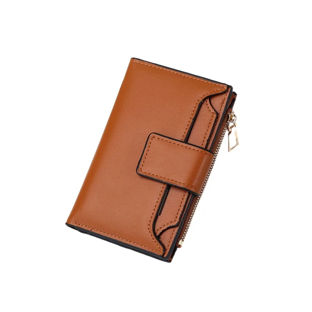 

Multifunctional PU Leather Wallet Multiple Card Slot Korean Style Short Wallet Candy Color Zipper Folding Card Holder Ladies