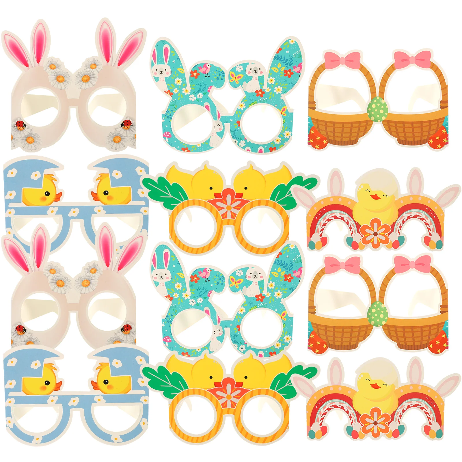 

12 Pcs Window Easter Glasses Child Light House Decorations for Home Paper Bunny Kids Party Eyeglasses