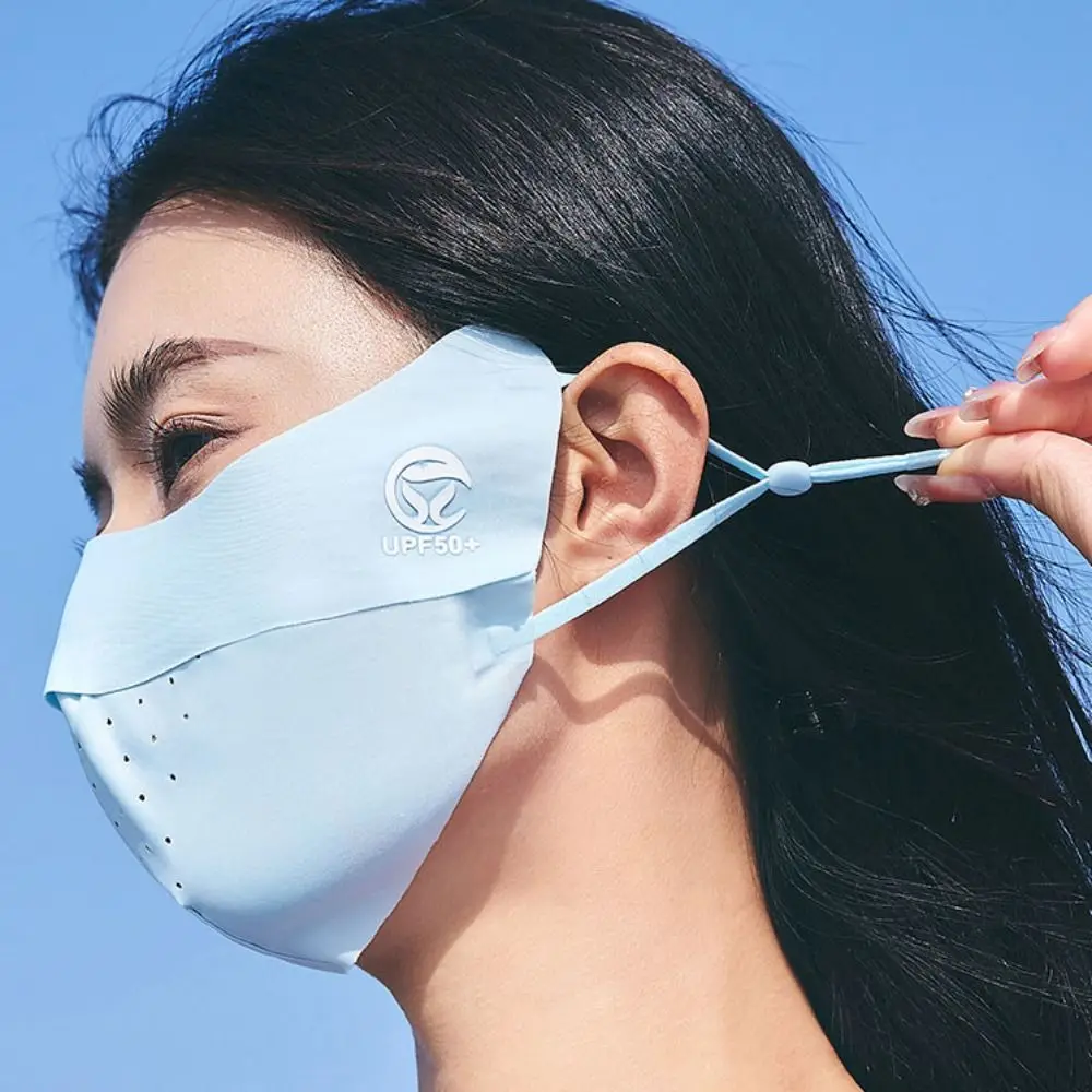 Maschera di seta di ghiaccio tinta unita maschera elastica a prova di sole per il viso maschera per il viso protezione UV protezione solare copertura per il viso ciclismo