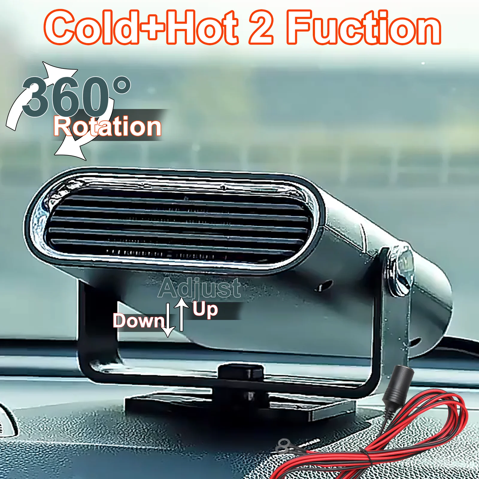 

2 IN 1 Car Cooling & Heater Fan 12V 150W 24V 150W Auto Windshield Anti-Fog Electric Heating Dryer Defogging Demister Defroster