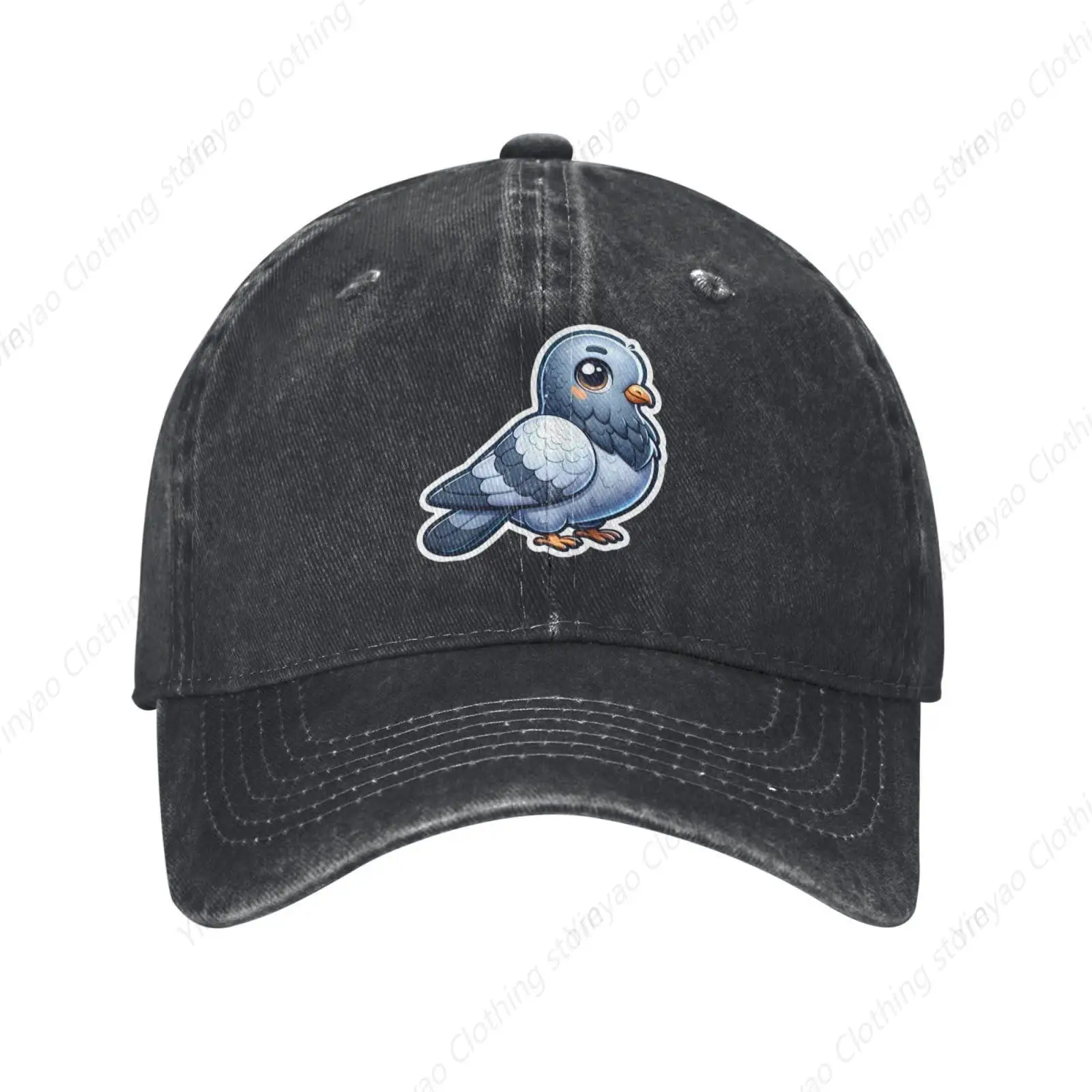 

Interesting Pigeon Print Pattern Denim Hat Golf Dad Hat Retro Baseball Hat Men's And Women's Gift