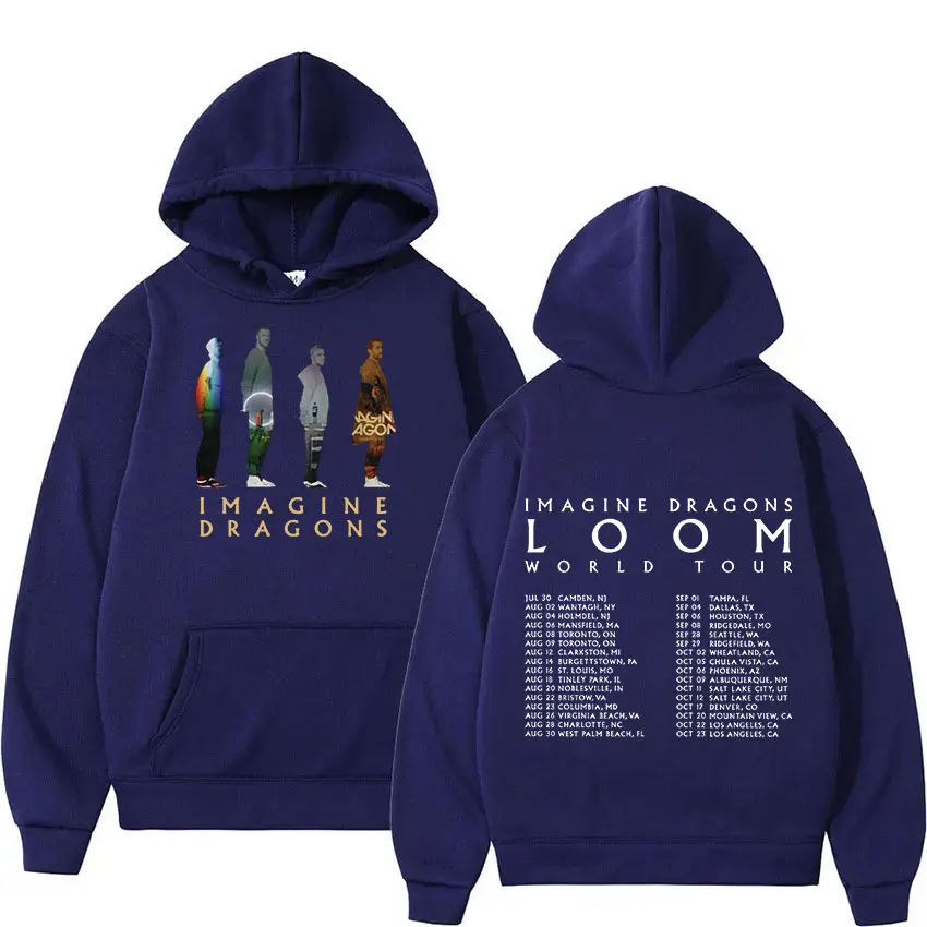 Zespół Imagine Dragons krosna Tour 2024 nowa bluza z kapturem mężczyzn moda damska bluza z długim rękawem Retro Harajuku Oversized z kapturem